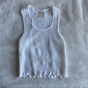 White stretchy ruffle tank top crop top